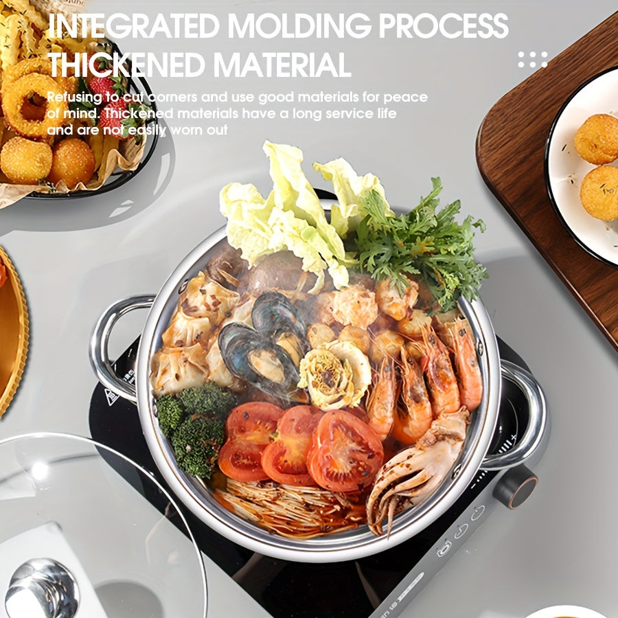 Stainless Steel Cooking Pot with Lid 304 Dual Handle Multipurpose Soup Noodle Pasta