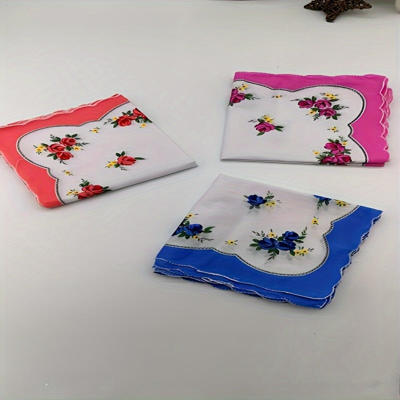 Set of 10 Floral Handkerchiefs for Men Small Pocket Square Gift