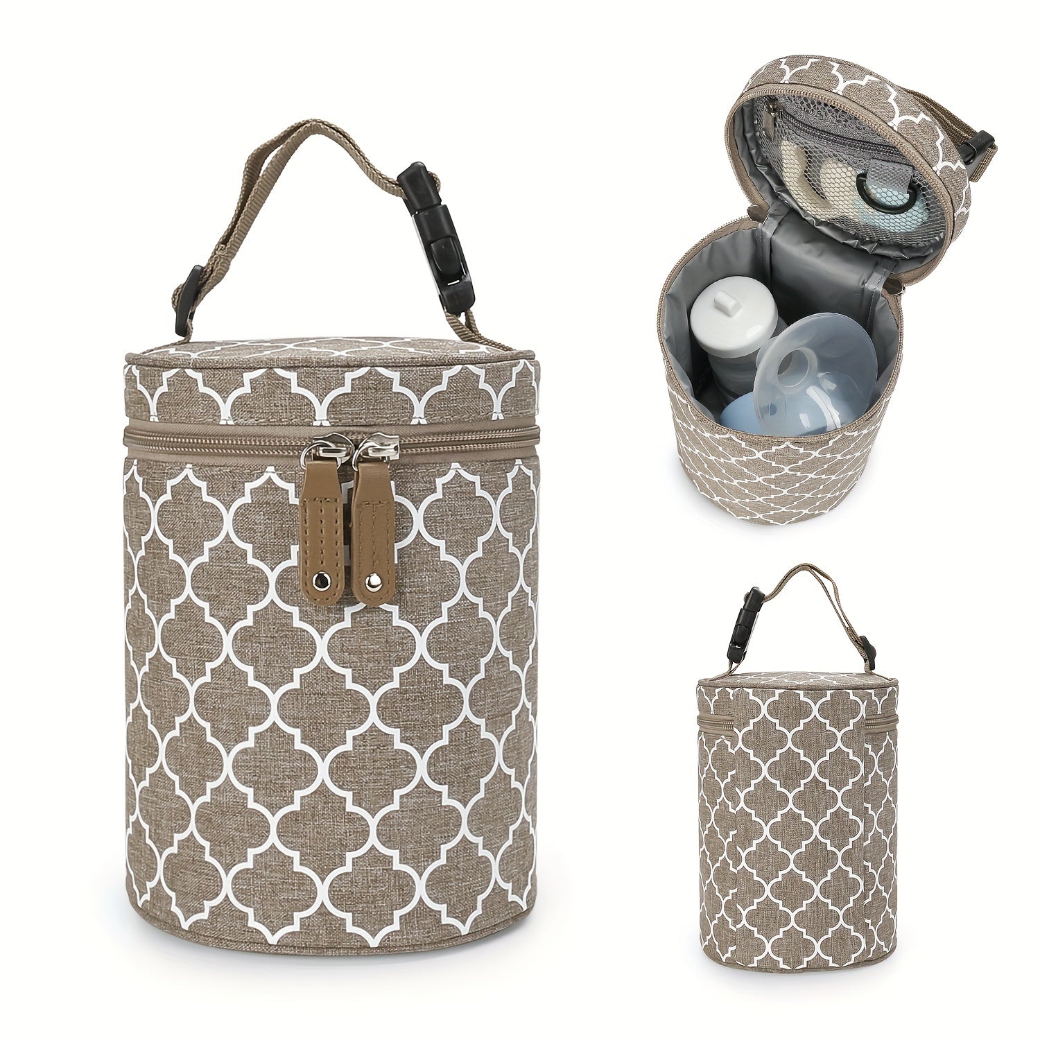 Portable Breast Pump Bag with Insulated Round Bucket for Stroller Hanging