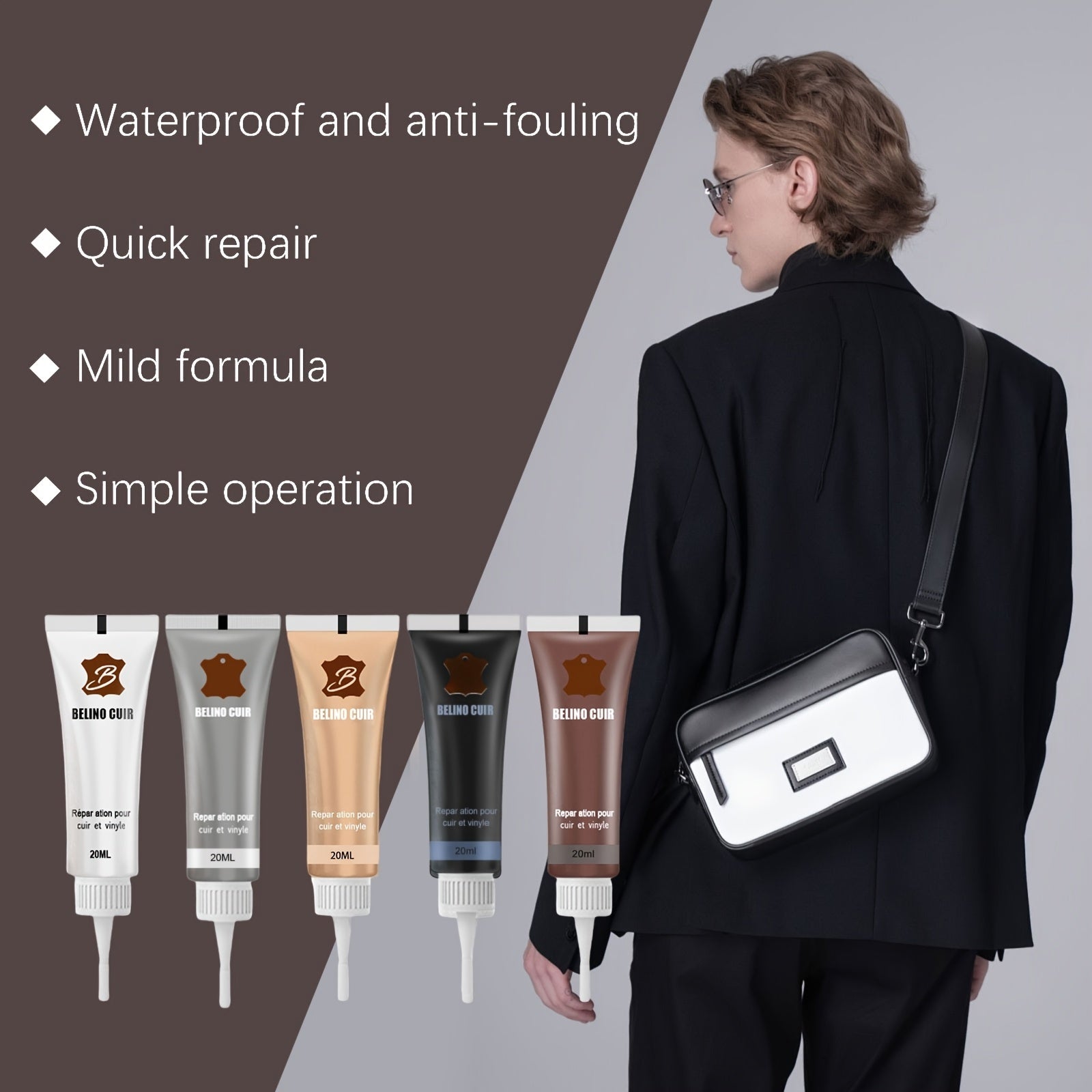 Crema de reparación para interior de coche y sofá en tonos marrón, pasta de restauración fácil de limpiar