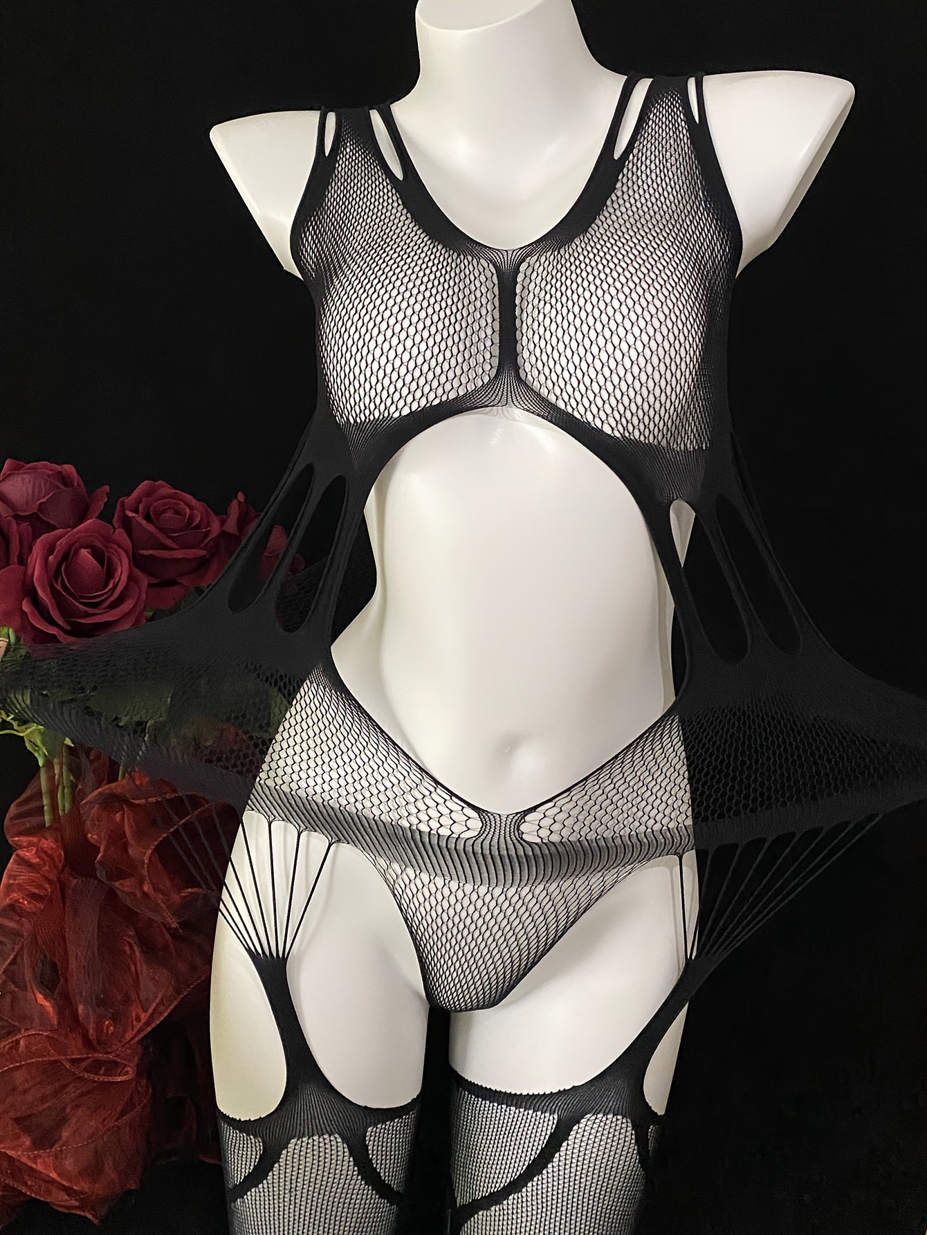 Women Sexy Body Stocking See Through Hollow Out Lingerie Plus Size