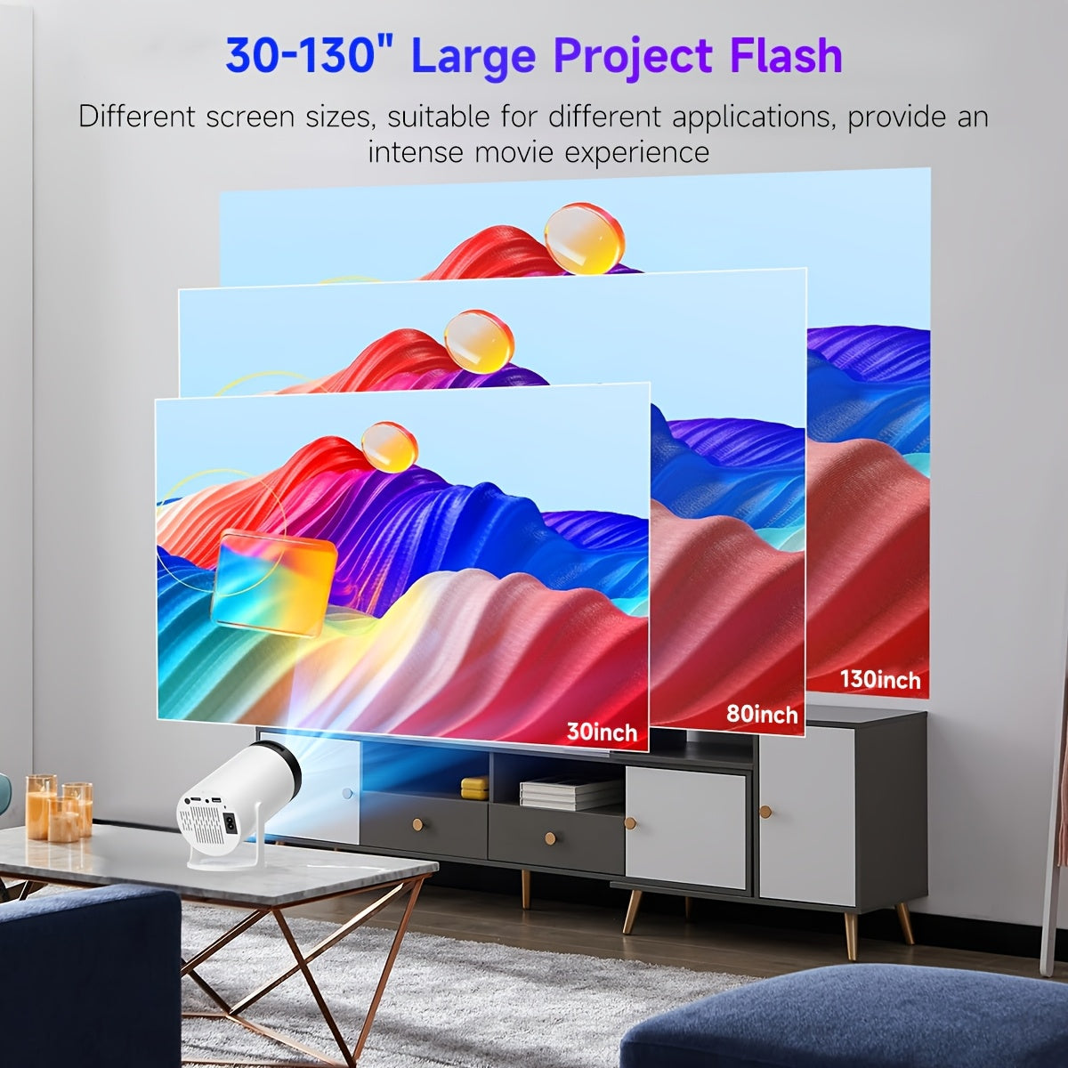 Wireless Portable Mini 4K Projector for Home Theater with Smartphone Connectivity