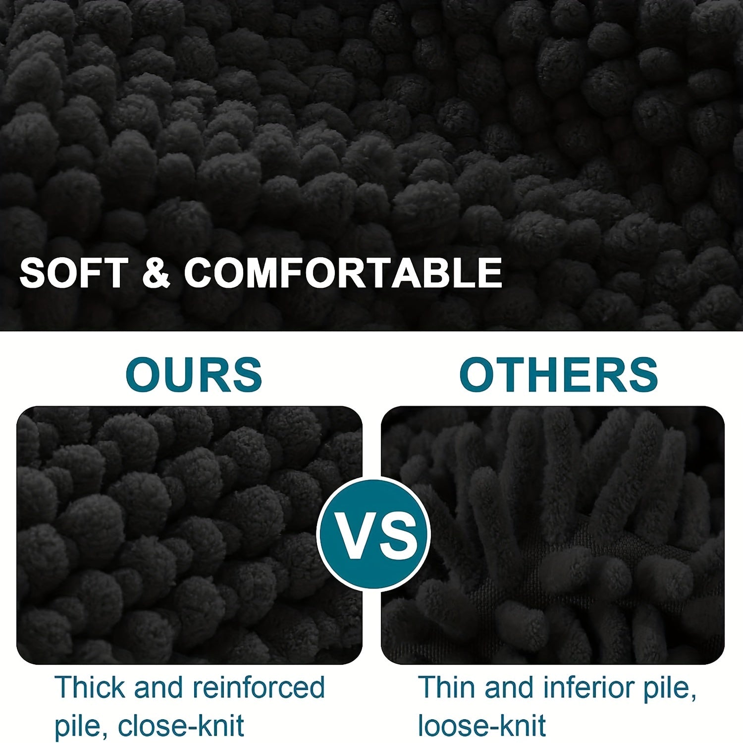 Thick Bathroom Rug Non-Slip Soft Polyester PVC Backing Kitchen Mat