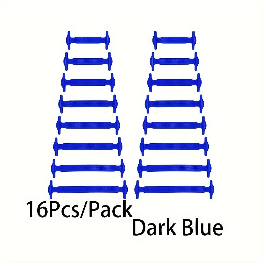 16 Pcs Silicone Elastic No-Tie Shoelaces Waterproof Stain-Resistant for Sneakers