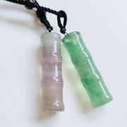 Natural Stone Pendant Necklace with Bamboo Design and Braided Rope for Casual and Party Wear