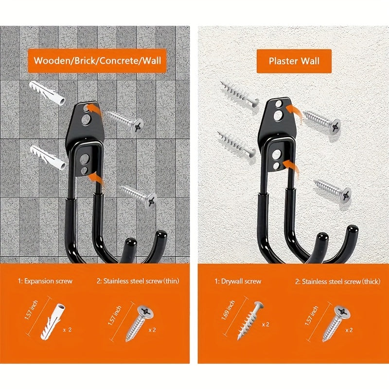 Heavy-Duty Steel J-Shaped Wall Mount Hook for EV Charger Cables