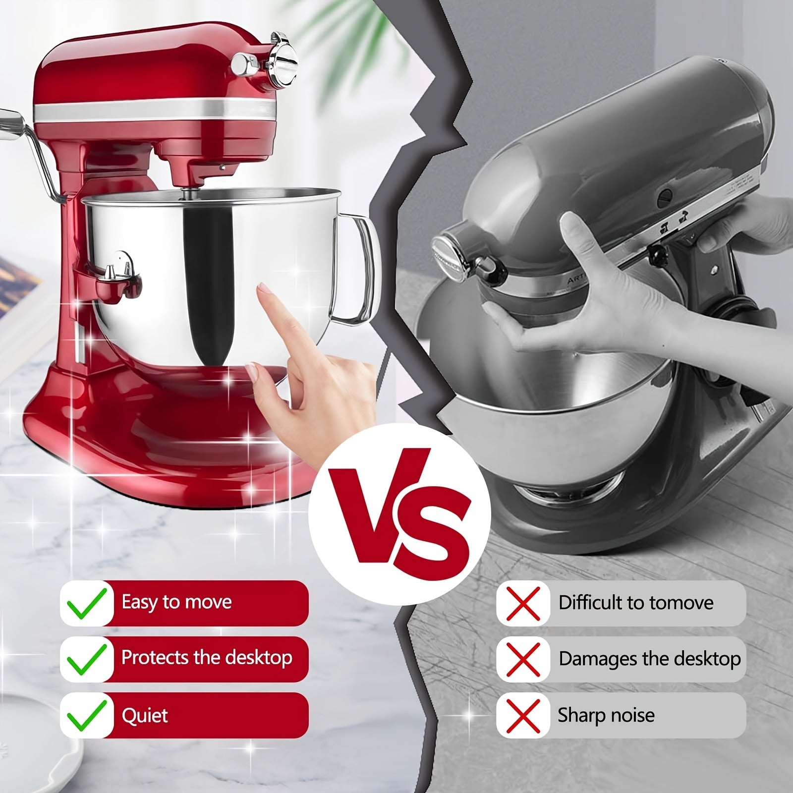 Non-Slip Silicone Mixer Mat for 4.5/5 Quart Tilt-Head Mixers Strawberry Cake Design