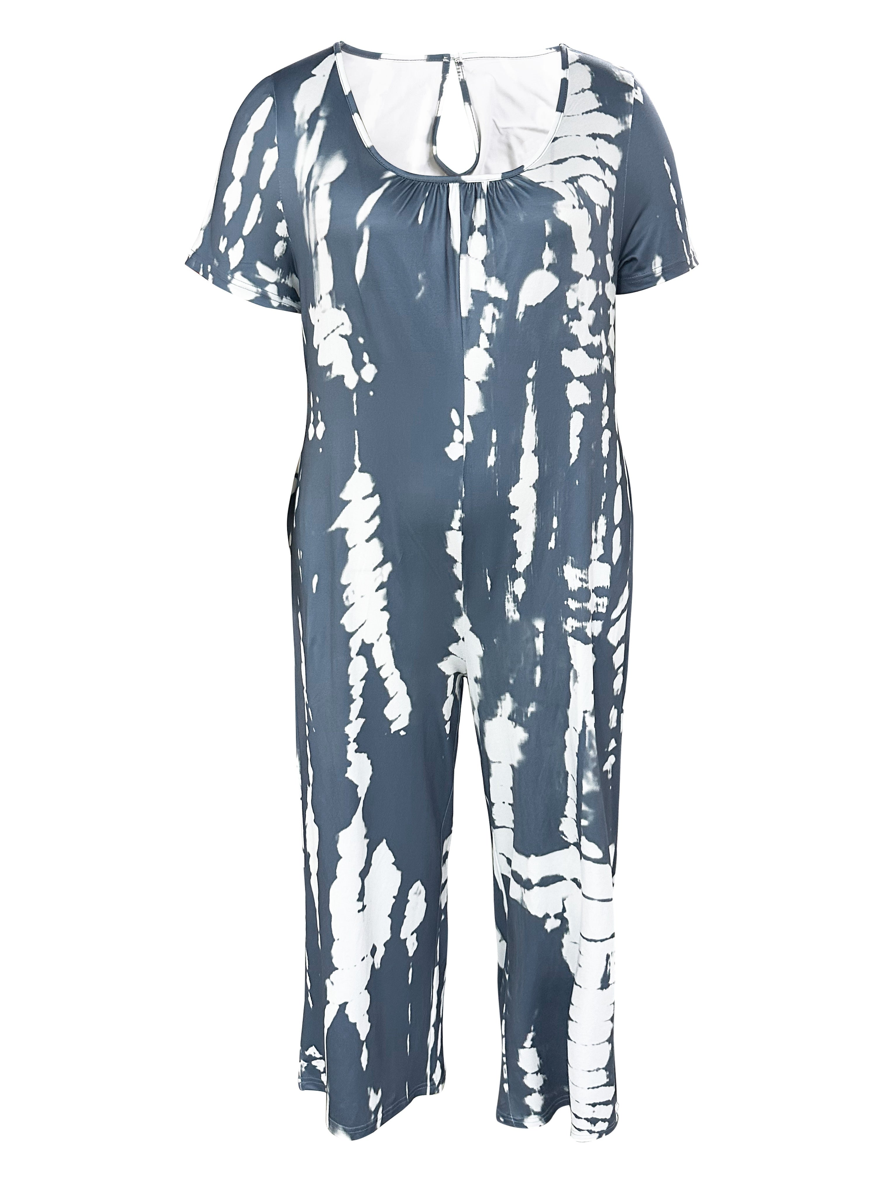 Women's Printed Wide-Leg Jumpsuit With Pockets Casual Summer