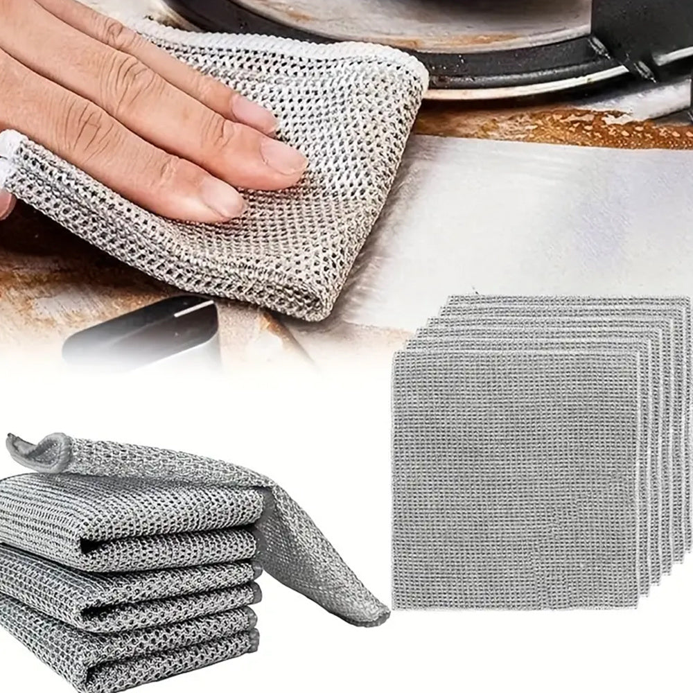 Pack of 10/20 Stainless Steel Double-Layer Wire Dishcloths for Cleaning