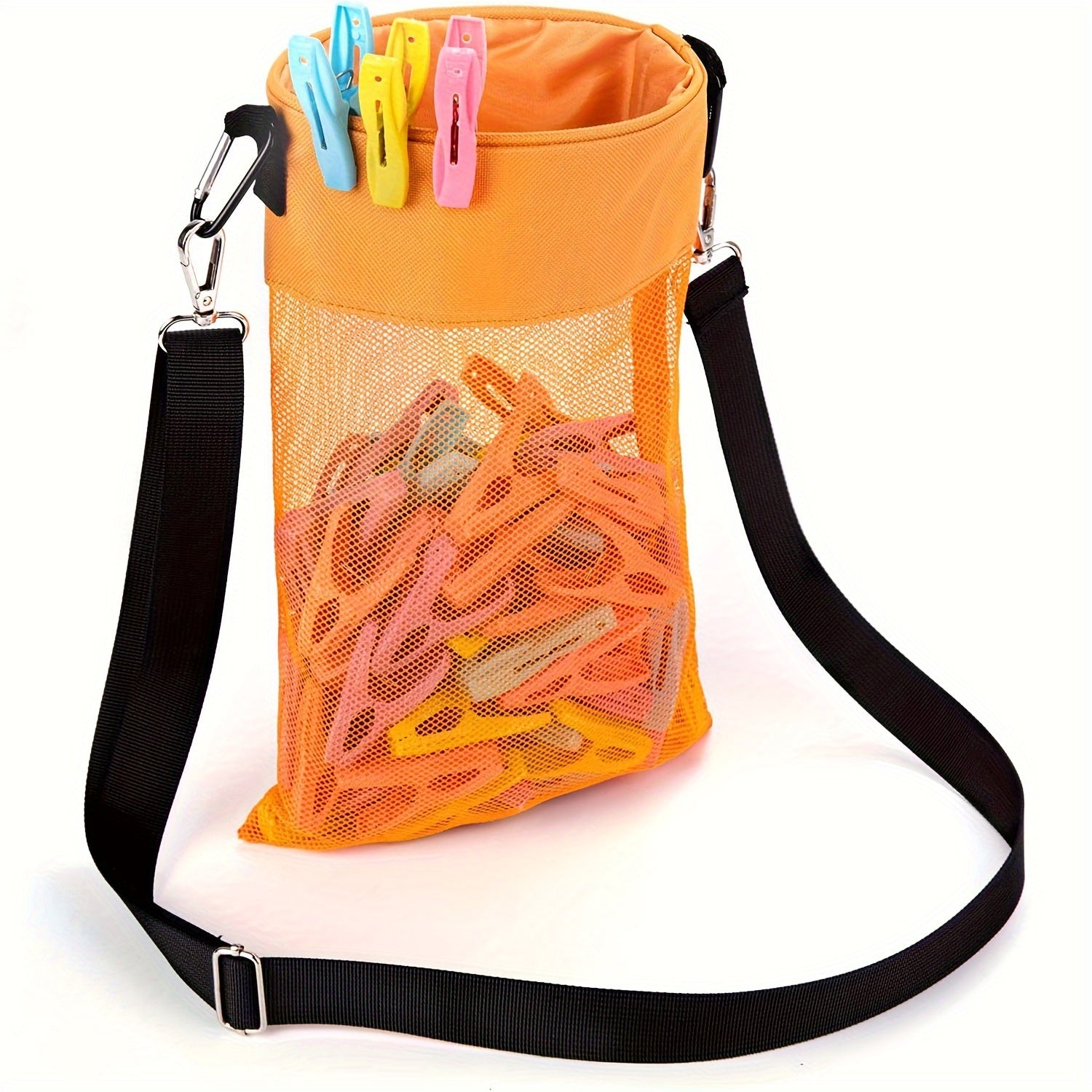 Hanging Mesh Clothespin Storage Bag Outdoor Organizer with Drawstring