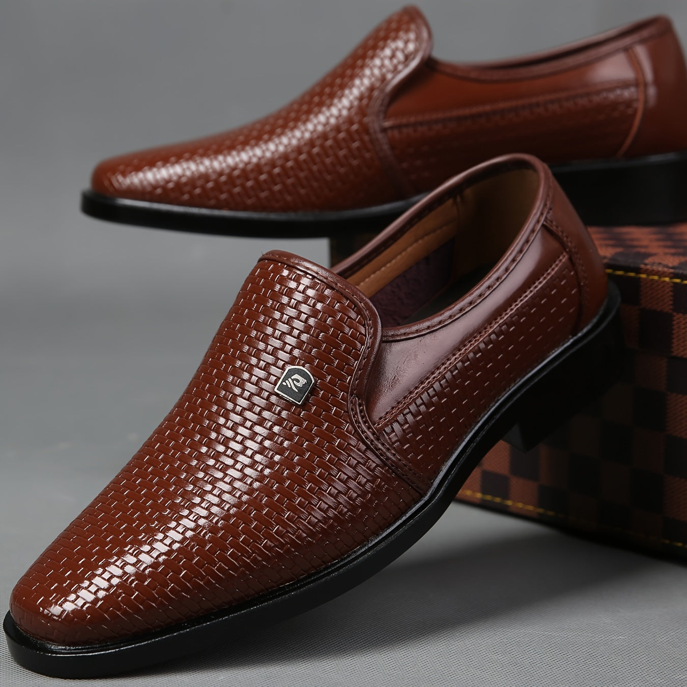 Men's Business Casual Loafers Slip-On Dress Shoes PU Upper Round Toe Flats All-Season