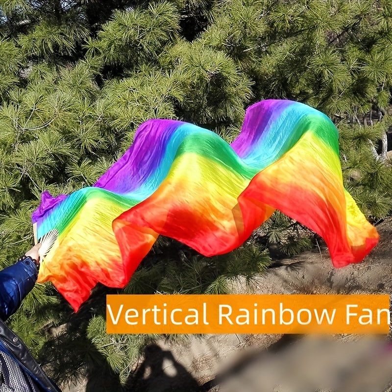 Large Rainbow Folding Fan for Festivals and Parties Colorful Handheld Accessory