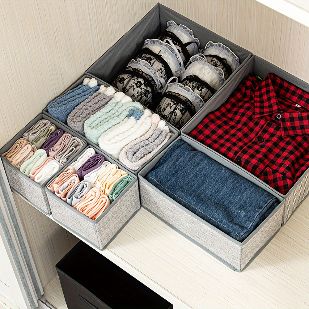 Set of 6 Fabric Drawer Organizers for Clothes and Socks with Animal Prints