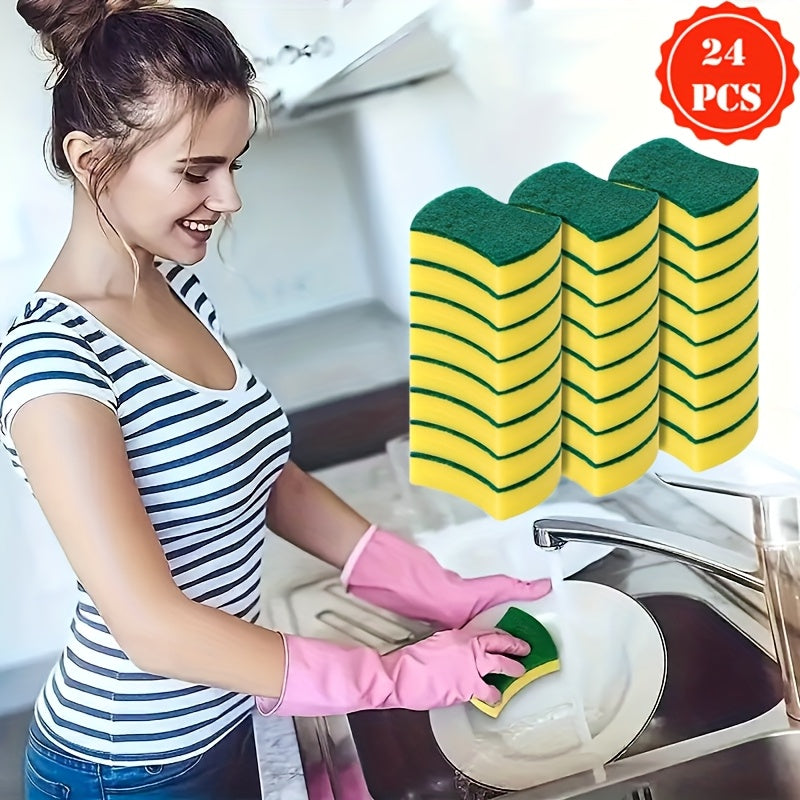 12 or 24 Pack Kitchen Cleaning Sponges with Melamine Scrubbers and Non-Scratch Cloths