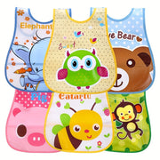 Baby Bibs Set for Children Up to 6 Years Water-Resistant Cartoon Design Polyester Easy to Clean