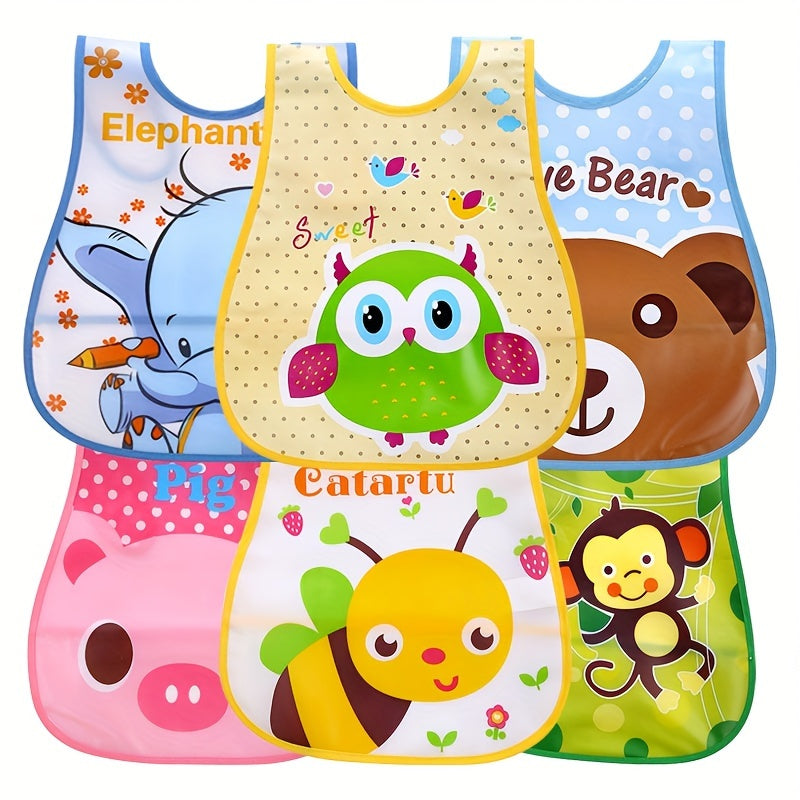 Baby Bibs Set for Children Up to 6 Years Water-Resistant Cartoon Design Polyester Easy to Clean