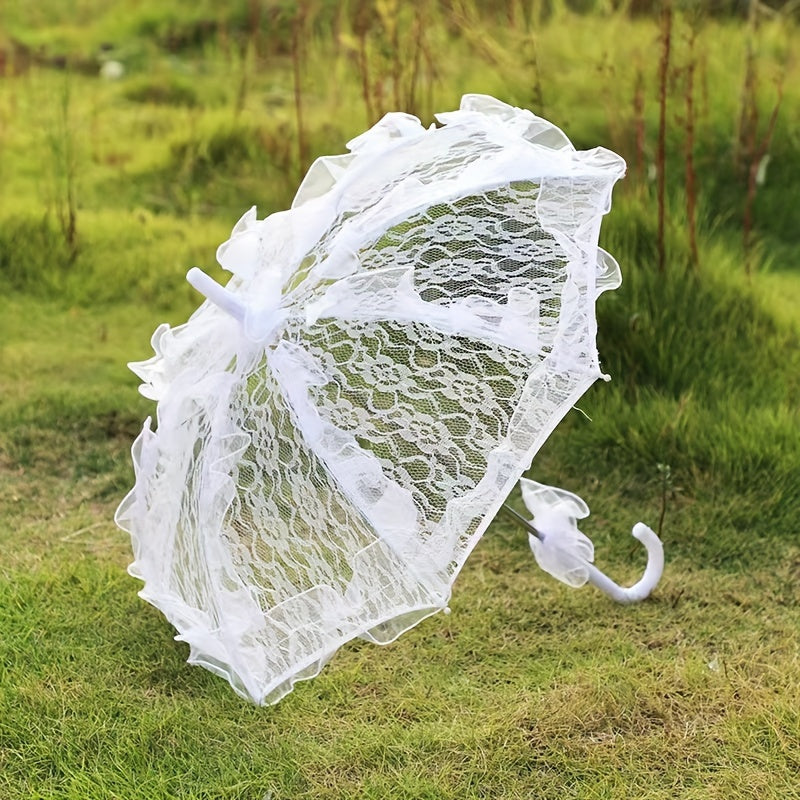 Vintage White Lace Sun Umbrella for Weddings and Tea Parties