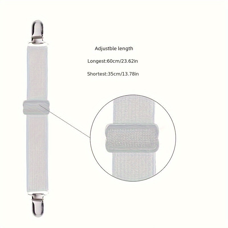 Set of 4 Adjustable Bed Sheet Clips for Quilts, Curtains, Sofa Covers White