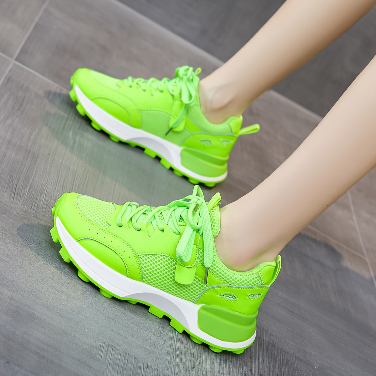 Women’s Colorblock Casual Sneakers, Lace Up Low-Top Breathable Trainers