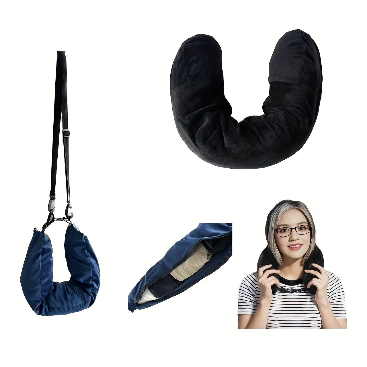 Multi-Functional U-Shaped Travel Pillow with Plush Filling for Comfort