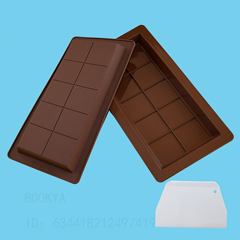 Silicone Candy Mold Set for Chocolate Bars with Scraper, 1-3 Pieces, Large Size