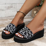 Women’s Leopard Print Platform Sandals Open-Toe Summer Beach Shoes