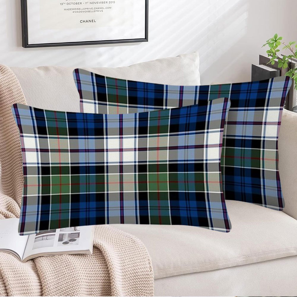 Set of 2 Tartan Pillow Covers 30.48x50.8 cm Double-Sided Plush Polyester Decorative Cushion Cases