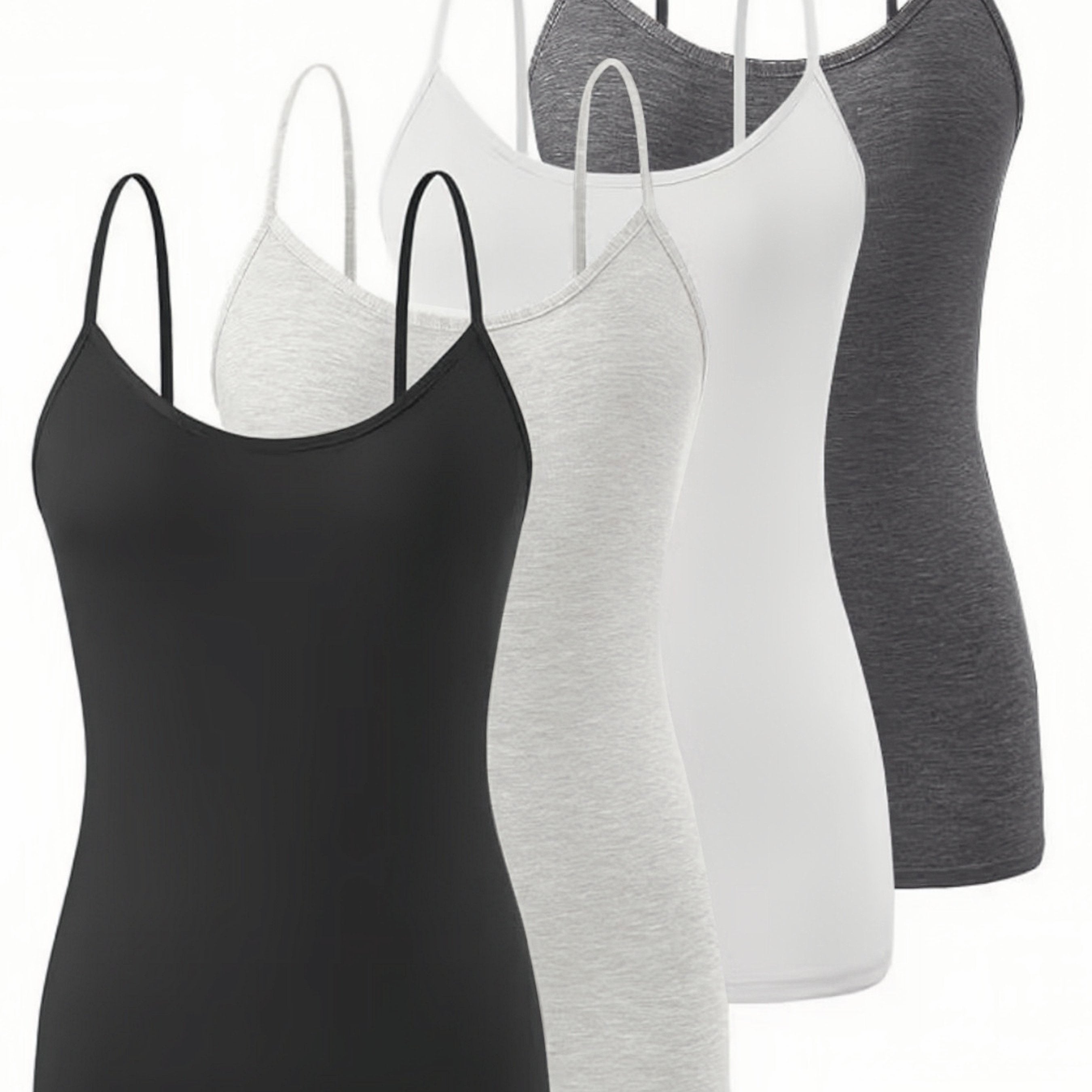 Women's Slim Fit Camisole Tops 4 Pack Spaghetti Strap Summer Casual Solid Colors