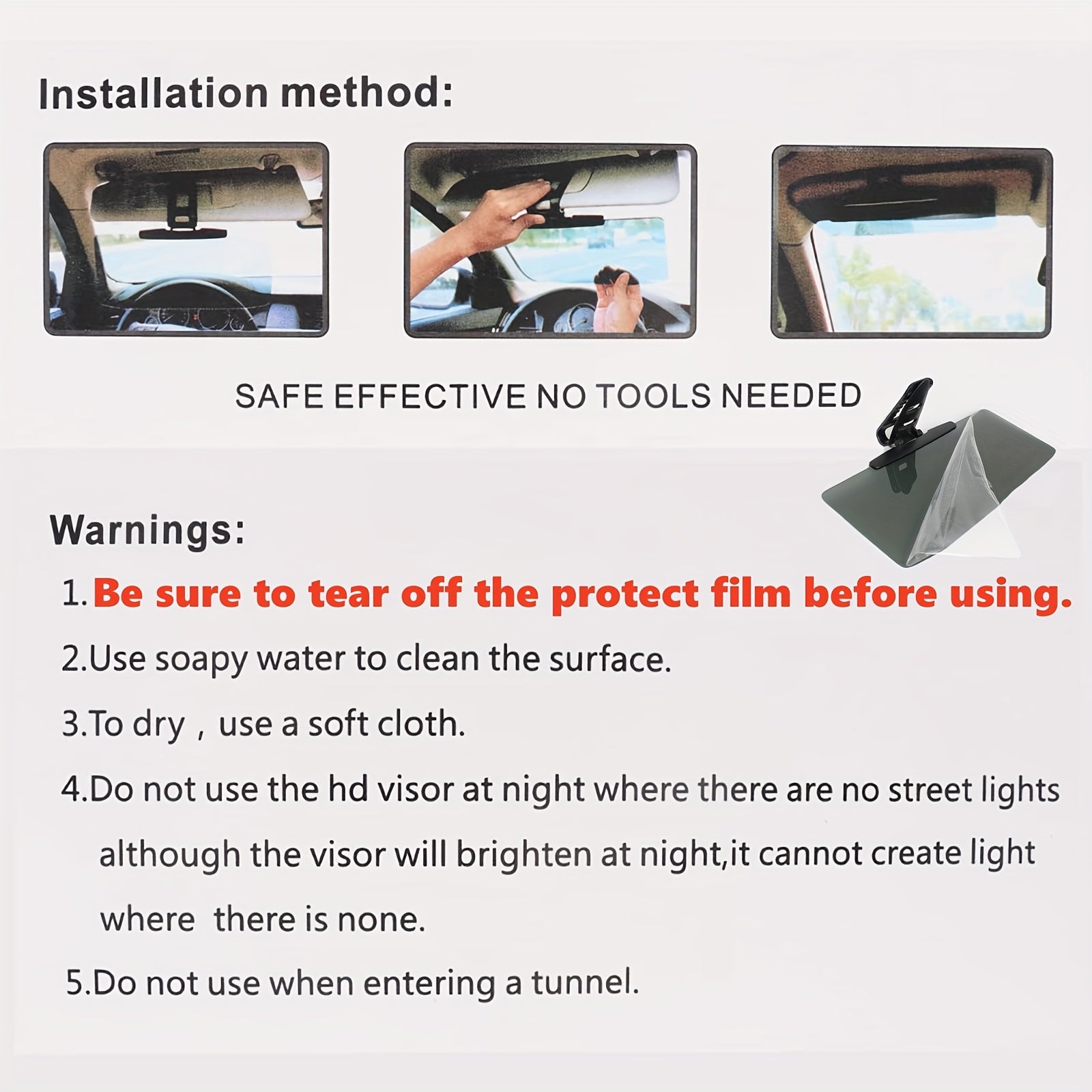 Car Sun Visor Adjustable Anti-Glare UV Blocker Durable ABS for Cars Trucks SUVs