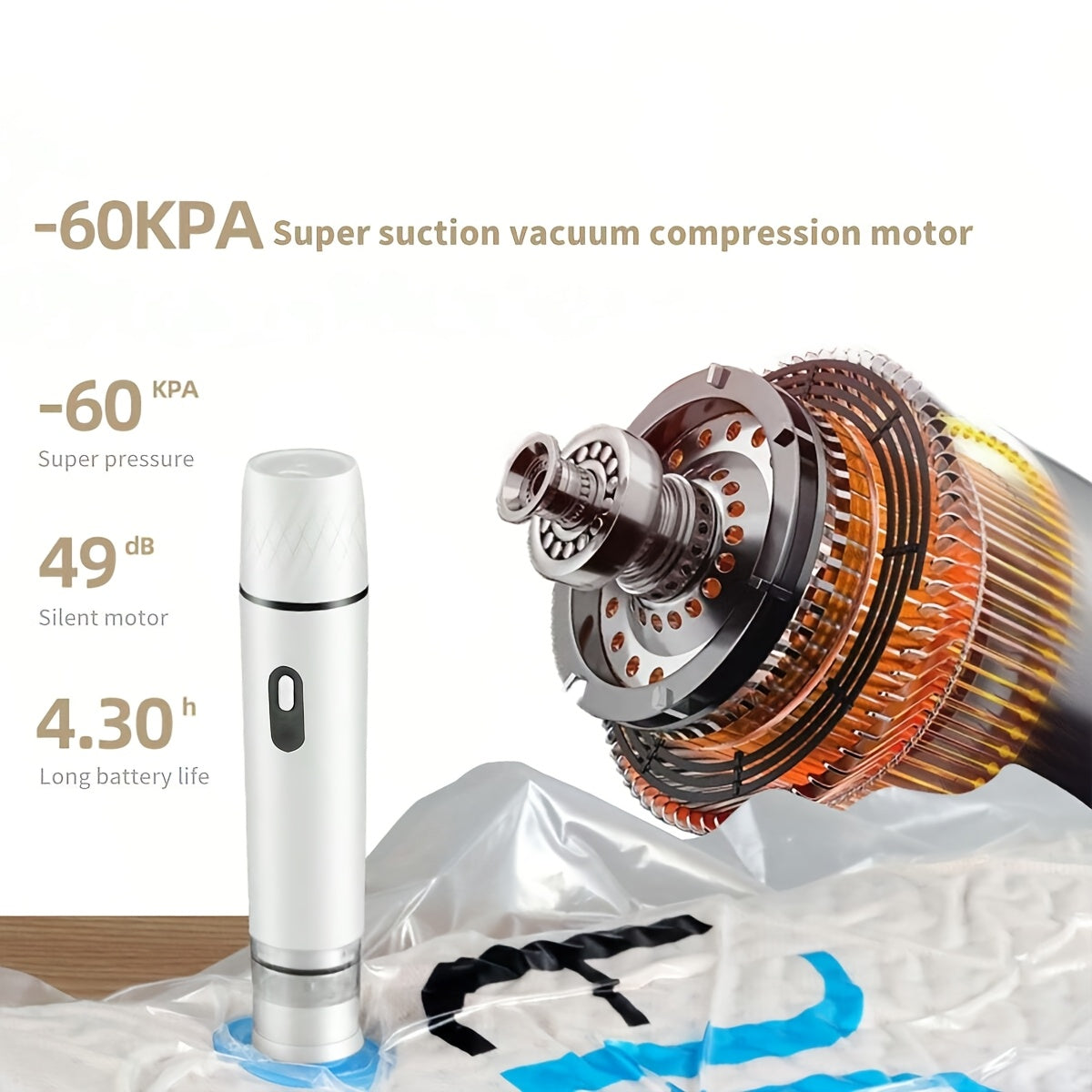 Qayta to'ldiriladigan qo'l ushlash uchun vakuum yopishtiruvchilari, kuchli tortish va past shovqin bilan oziq-ovqat saqlash uchun