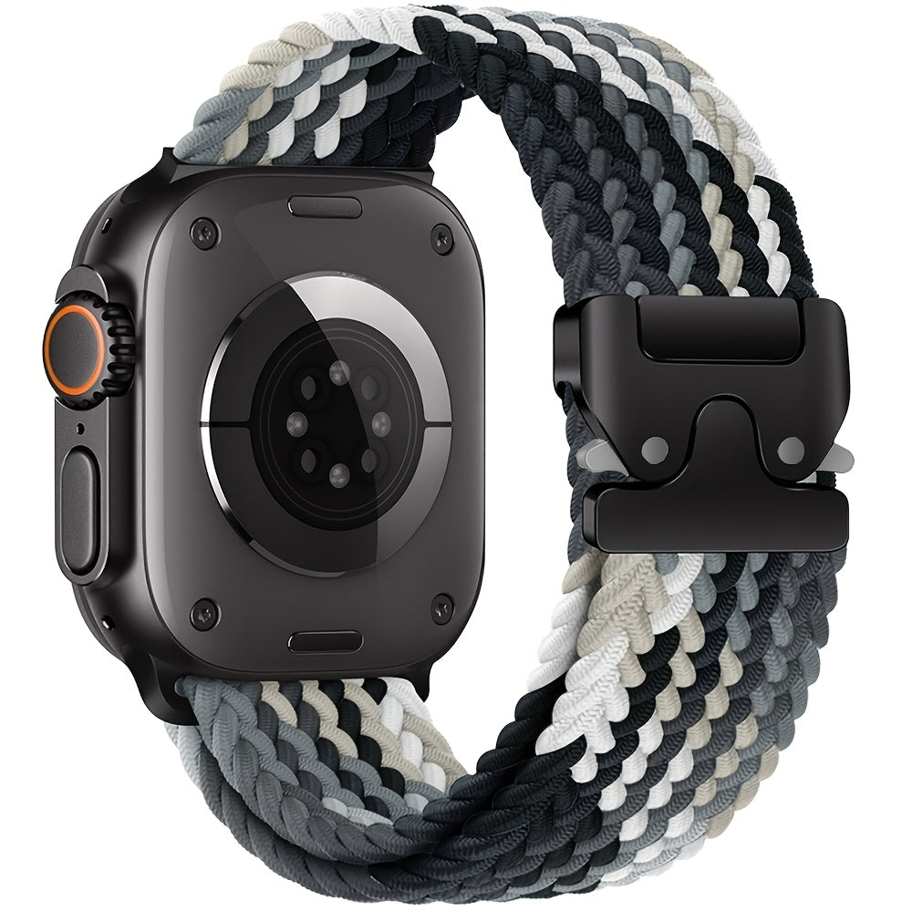 Nylon Braided Sport Wristband for Apple Watch Adjustable Parachute Buckle Compatible with Series 1-10 SE Ultra