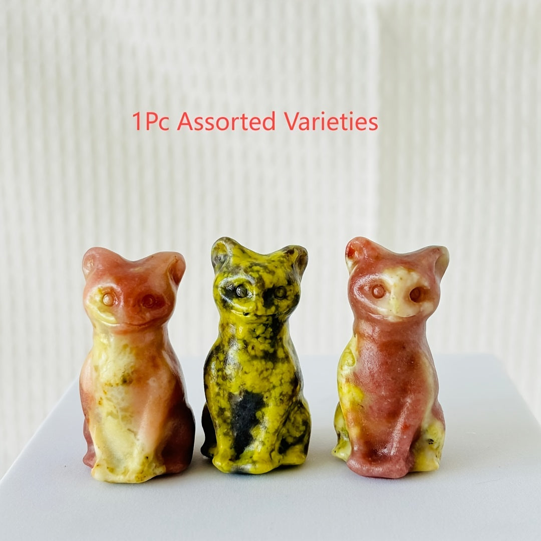 Натуральная кристальная резьба кота для домашнего декора, очаровательный стильный орнамент