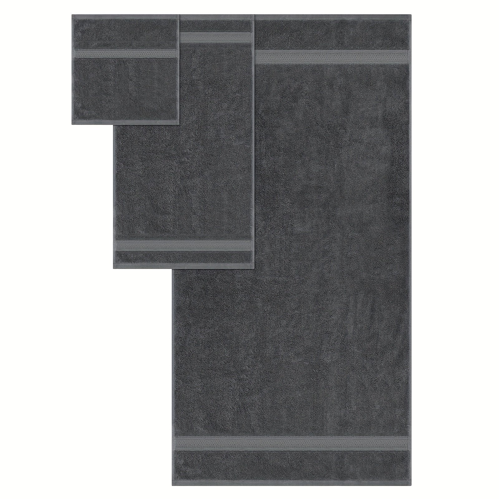 8-Piece Grey Towel Set Includes 2 Bath Towels 2 Hand Towels and 4 Wash Cloths