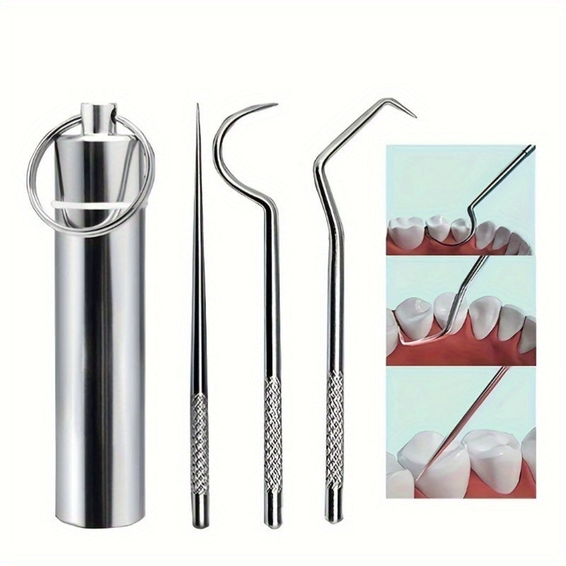 6-Piece Stainless Steel Dental Pick Set Teeth Cleaning Tools Floss Picks