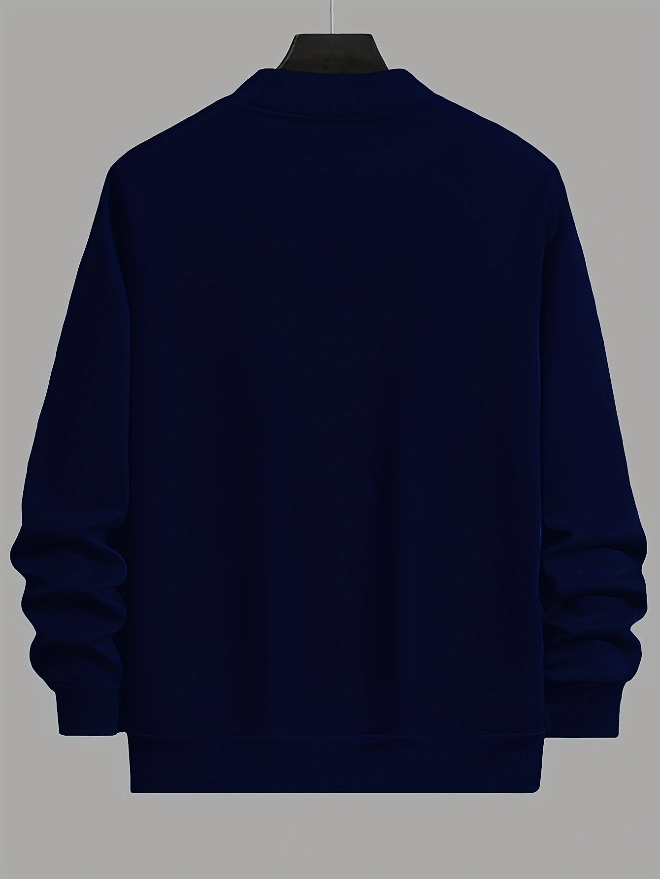 Plus Size Men's Zipper Jacket with Baseball Collar Solid Color Fall Winter Casual