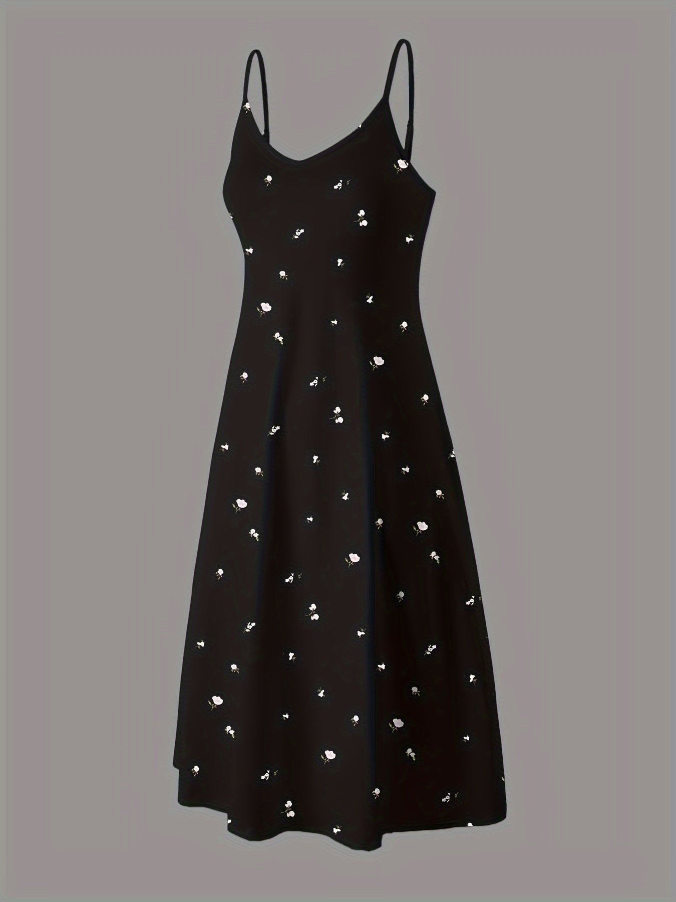 Women's Ditsy Floral Lounge Dress with V-Neck and Backless Design