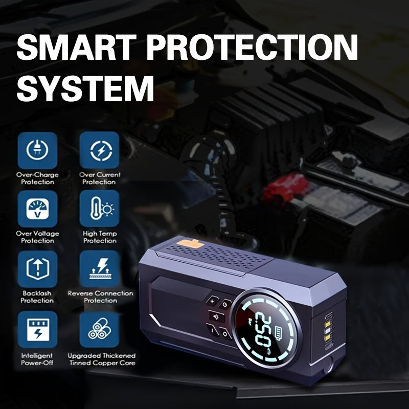 TTENGQU Avtomobil Ta'mirlash Asbobi: Tez inflatsiya va avtomatik to'xtash funksiyasi bilan LED chiroqli portativ zaryadlovchi va shina inflator.