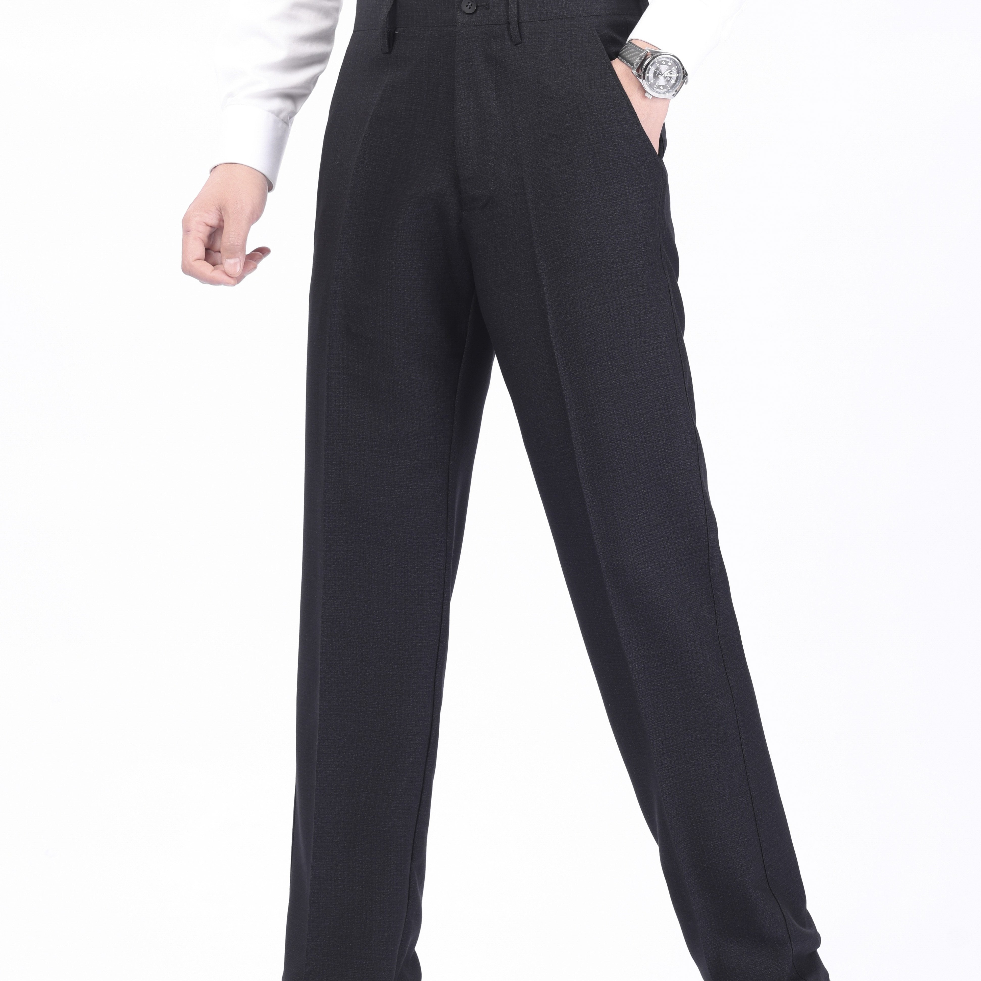 Men's Large Solid Color Business Dress Pants Polyester Woven Regular Fit