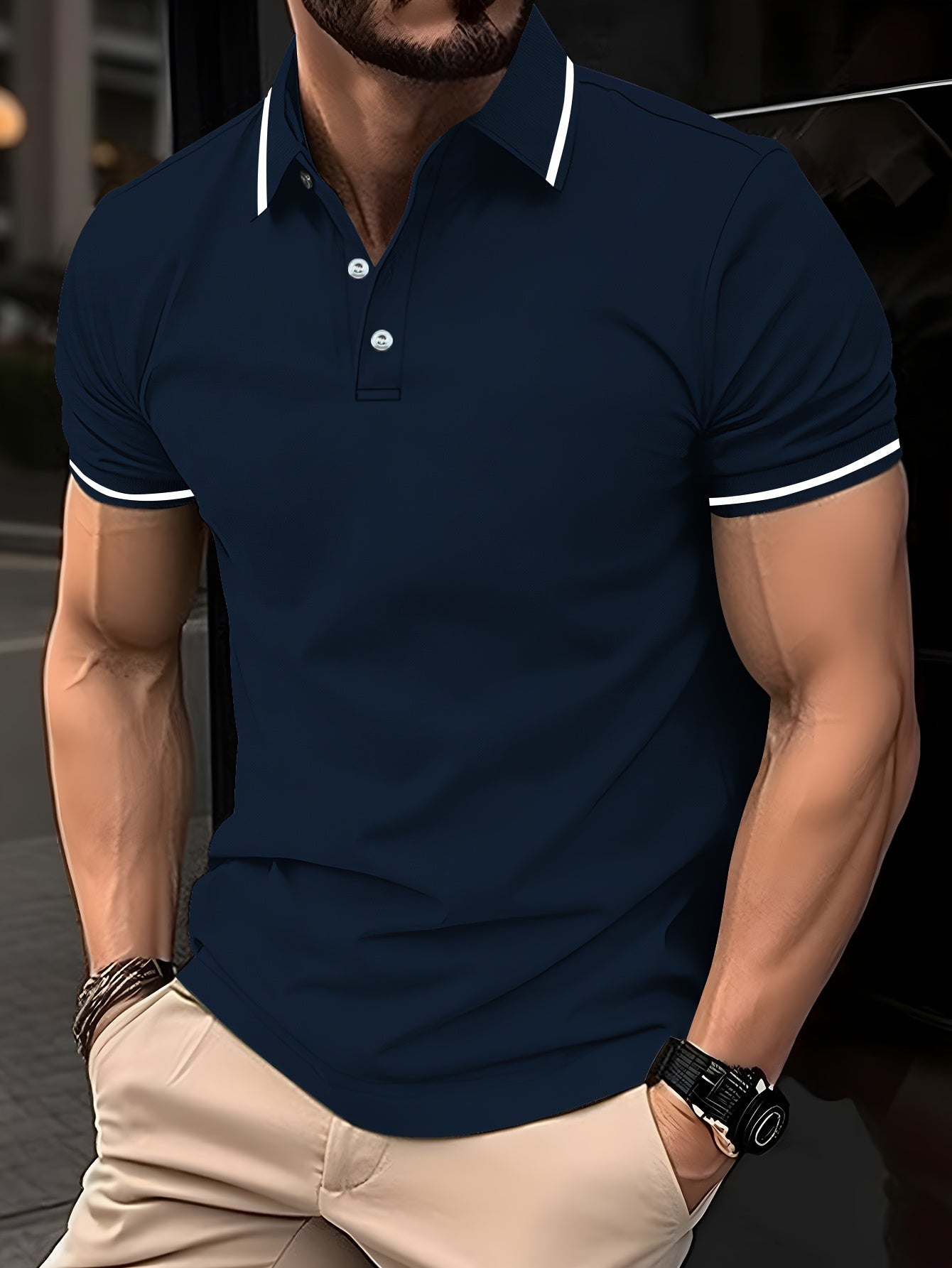 Camisa de golf de manga corta para hombre con rayas, poliéster, verano, casual, al aire libre