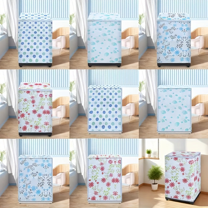 Universal Floral PEVA Washing Machine Cover Dust Shield for Front Load
