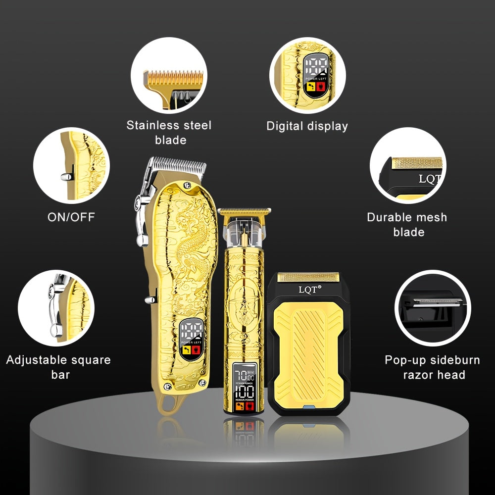 Cortapelos inalámbricos para hombres con pantalla LED, afeitadora eléctrica, recortadora de cabello, carga USB