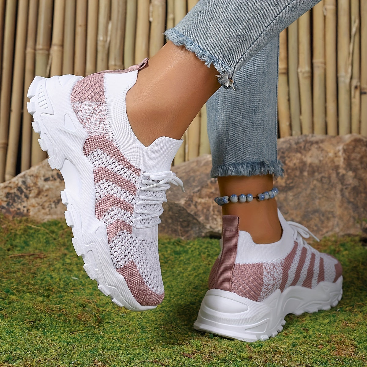 Women's Mesh Casual Low-Top Platform Sneakers Plus Size