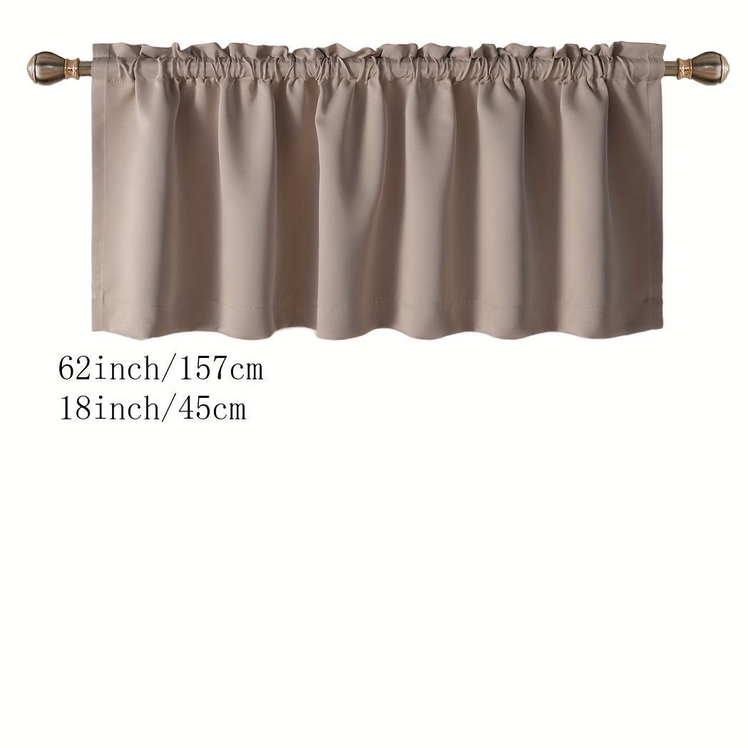 Blackout Insulated Rod Pocket Window Valance for Kitchen Black