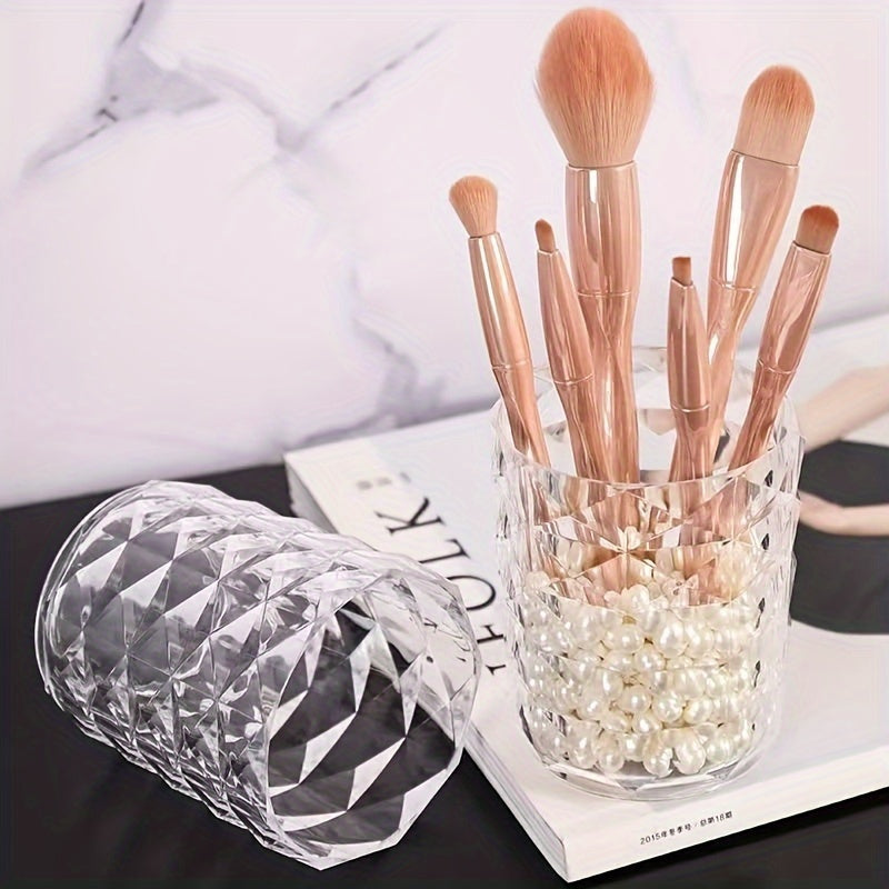 Diamond-Textured Makeup Brush Organizer for Lightweight Countertop Storage