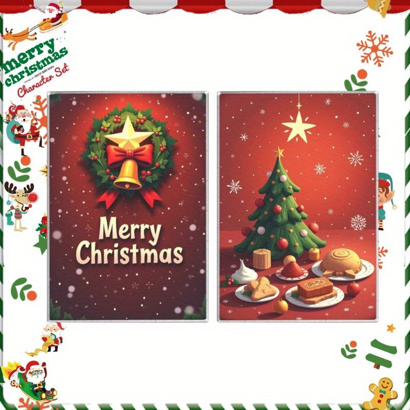 Set of 2 Christmas Kitchen Towels 18x26 Inches Snowflake Merry Christmas