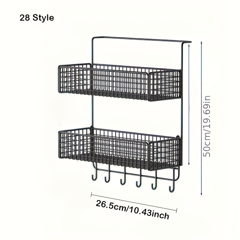Estante de almacenamiento de cocina de metal de múltiples capas con soporte para film transparente y montaje en pared