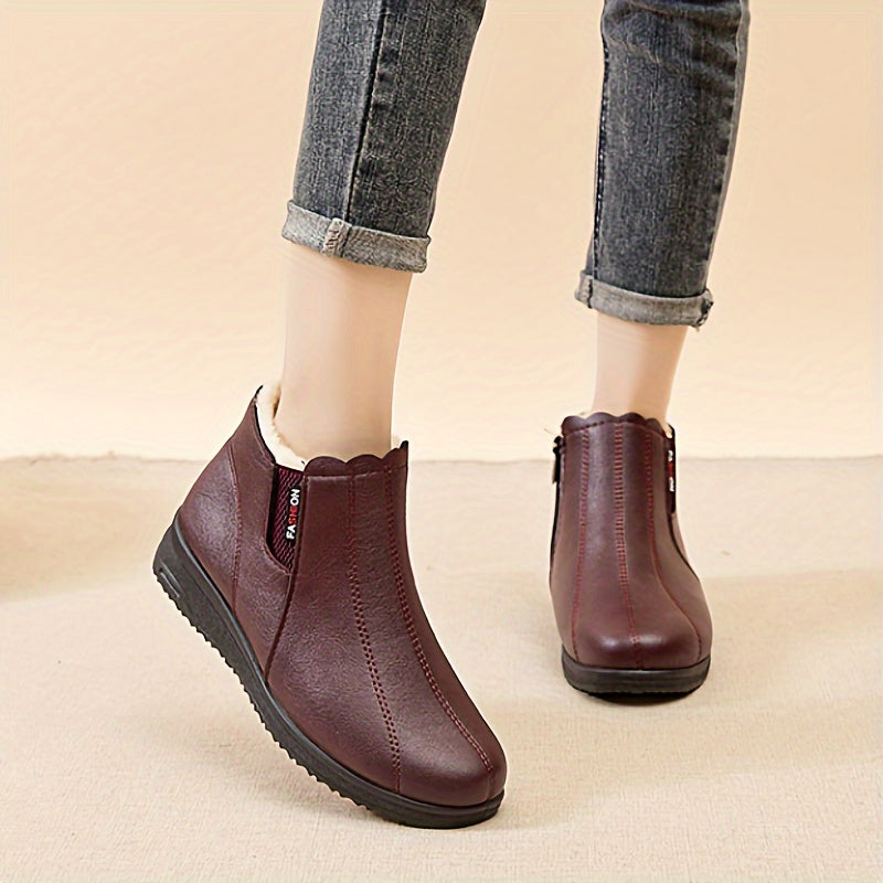 Botas de nieve de invierno para mujer con forro de felpa y suela de goma antideslizante tallas grandes