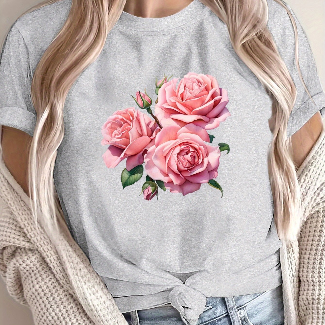 Women's Loose Large Size T-Shirt Summer Casual Short Sleeve Breathable Fabric