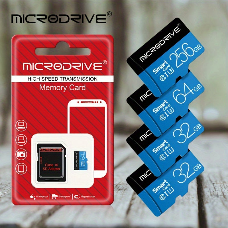 Yangi uslubdagi Microdrive TF SD karta, yuqori tezlikda, 32GB SDHC Class 10 xotira kartasi, turli sig'imlarda mavjud. Smartfonlar uchun SD adapteri kiritilgan.