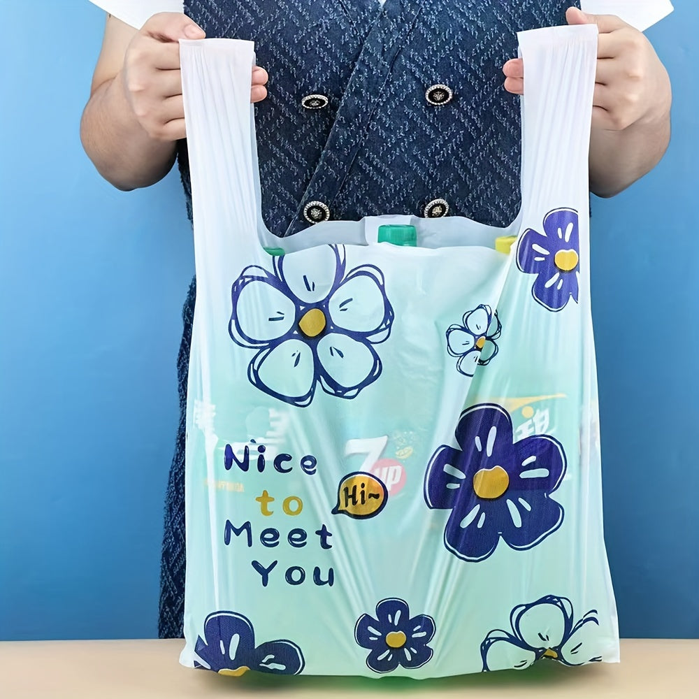 50 dona bardoshli plastmassa tote sumkalar, xarid qilish va sovg‘a qilish uchun